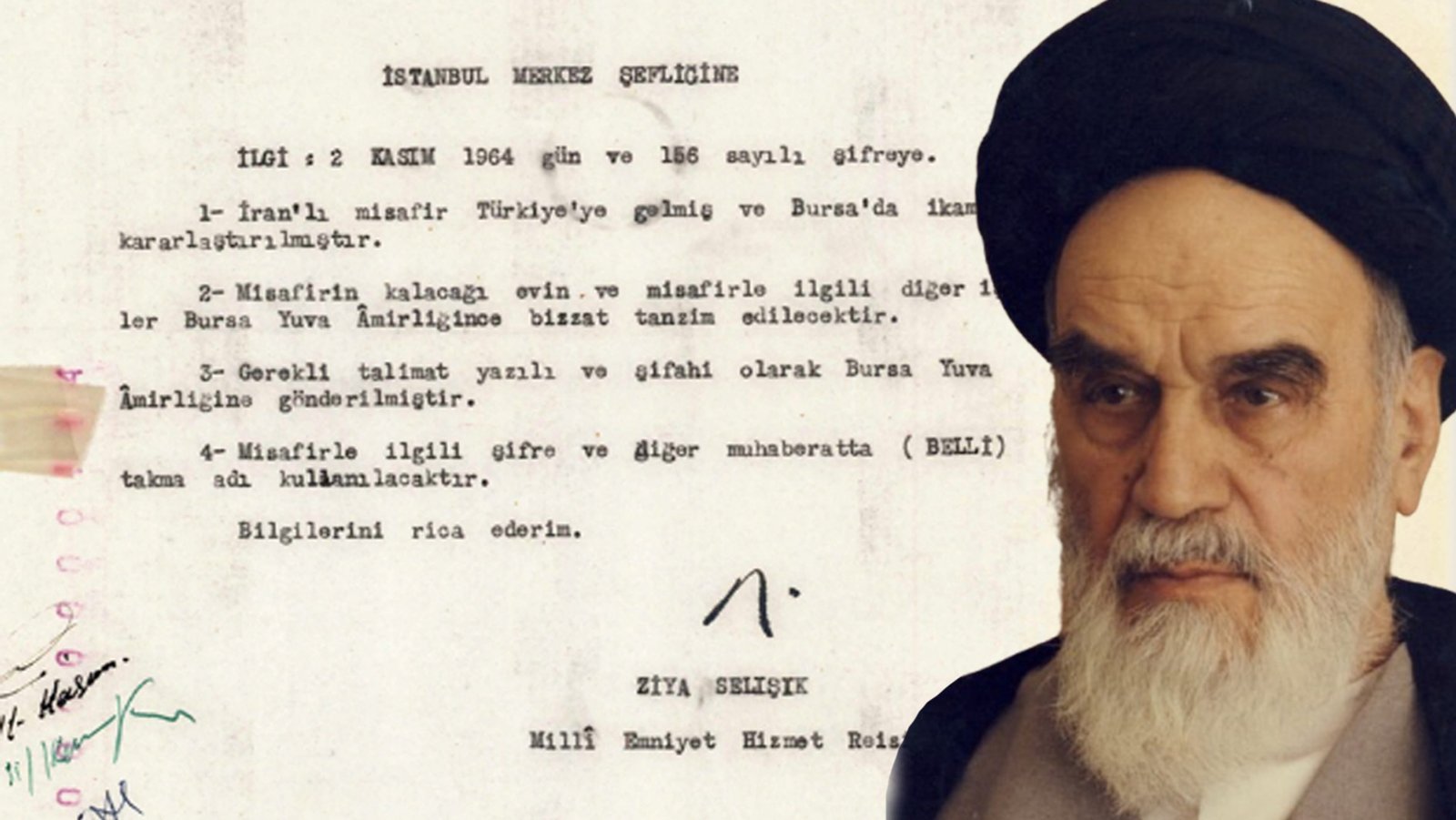 MİT, Humeyni'nin Türkiye'de yaşadığı belgeyi paylaştı. "Çok gizli" notuyla gönderilmiş